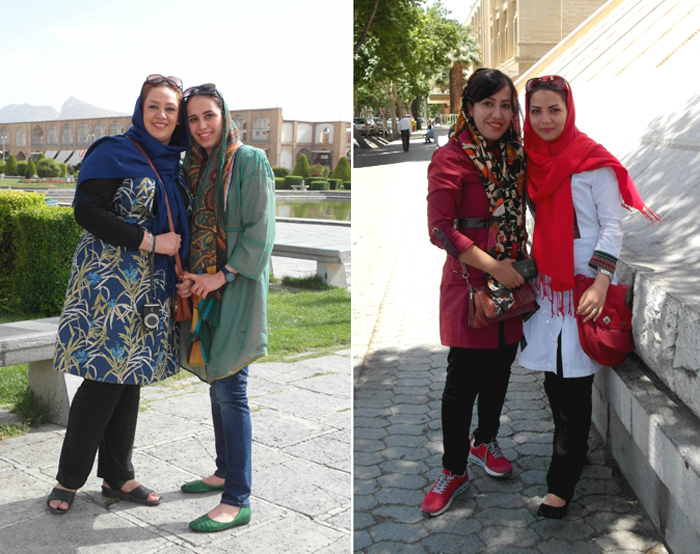 Als Frau im Iran darf man auch mal Haare zeigen: Modische Frauen mit ihren bunten Hijabs